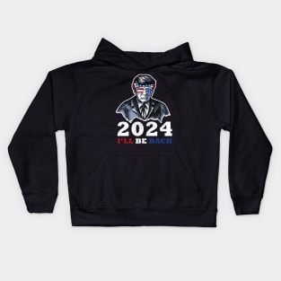 Trump American Flag Sunglasses 2024 I'll Be Back Kids Hoodie